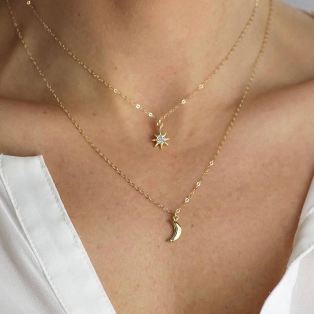 Moon and Star Layered Necklace